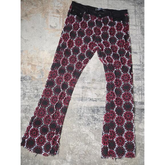 Valabasas "HONEYCOMB" Stacked flare jeans midnight mahogany size 40 - Picture 2 of 9